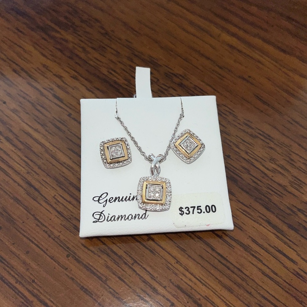 Gold and Silver Diamond Jewelry Set